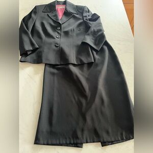 Tahari 2 pc skirt suit polka dot button black blazer 12 jacket set outfit